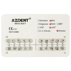 Azdent metal braces Mini Roth, 0.22", 3 Hooks